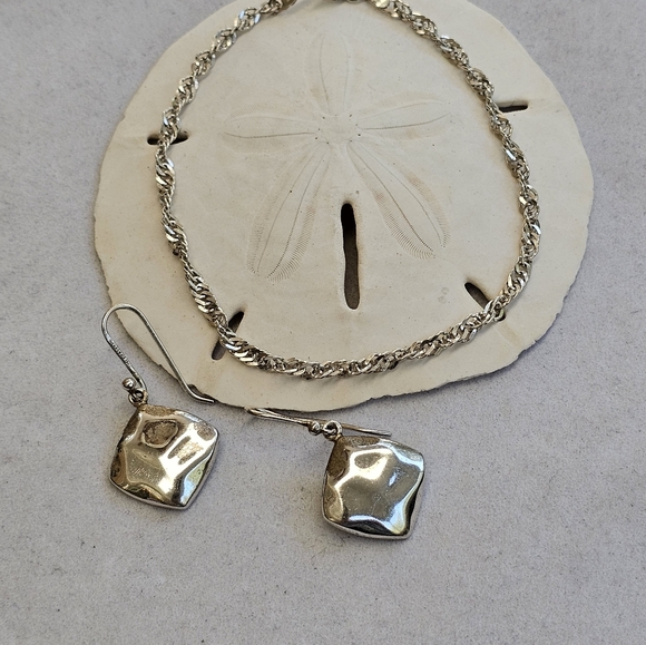 SET! Millefiori Glass Cubes Necklace, 925 SX Earrings & 925 Ankle Bracelet SET! - Picture 5 of 16